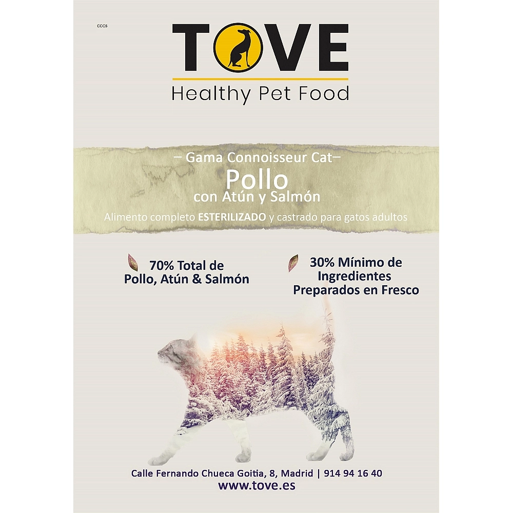 TOVE CONNOISSEUR GATO ESTERILIZADO POLLO CON ATÚN Y SALMÓN (SIN CEREALES)